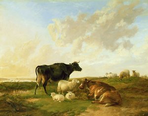 Landschap met koeien en schapen, 1850